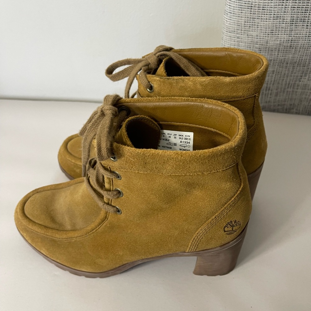 Timberland Women’s Allington Chukka Trapper Tan Heeled Combat Boots Size US 8 - Picture 5 of 9